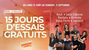 15 JOURS ESSAIS GRATUITS – Ecole de Danse Sandrine BIARRITZ -Rock / Salsa / Bachata / Kizomba …