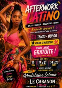 🌴 AFTERWORK LATINO – SALSA, BACHATA & VIBES… 💃🔥 17 & 31 JUILLET AU CABANON MILLAU