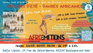 Ateliers d&rsquo;Eté – DANSES AFROS – Boulogne-sur-Mer 2026