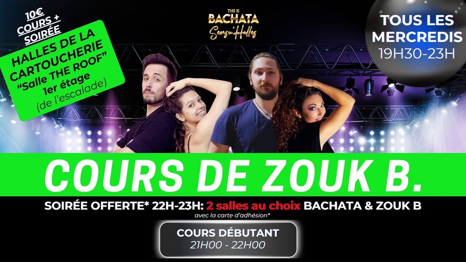 ❤️🇧🇷COURS DÉBUTANT + SOIRÉE ZOUK BRÉSILIEN🔥TOUS LES MERCREDIS HALLES CARTOUCHERIE « The Roof »