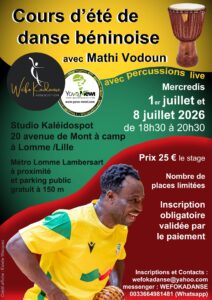 COURS D&rsquo;ETE DE DANSE BENINOISE – LILLE – MATHI VODOUN