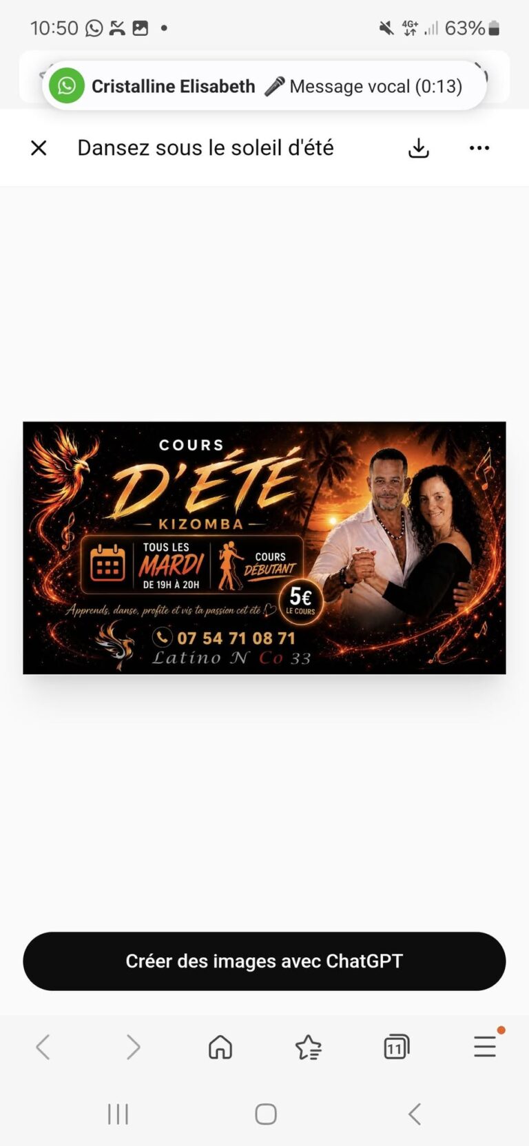 Cours d&rsquo;été ( kizomba)