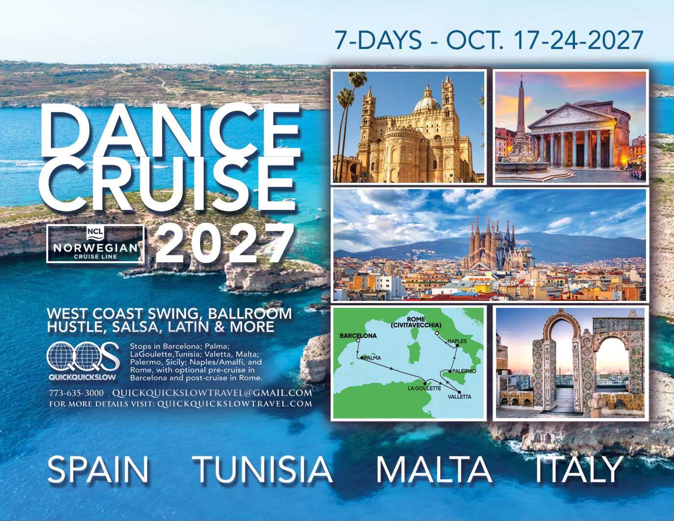 DANCE CRUISE 2027: Spain, Africa, Malta & Italy
