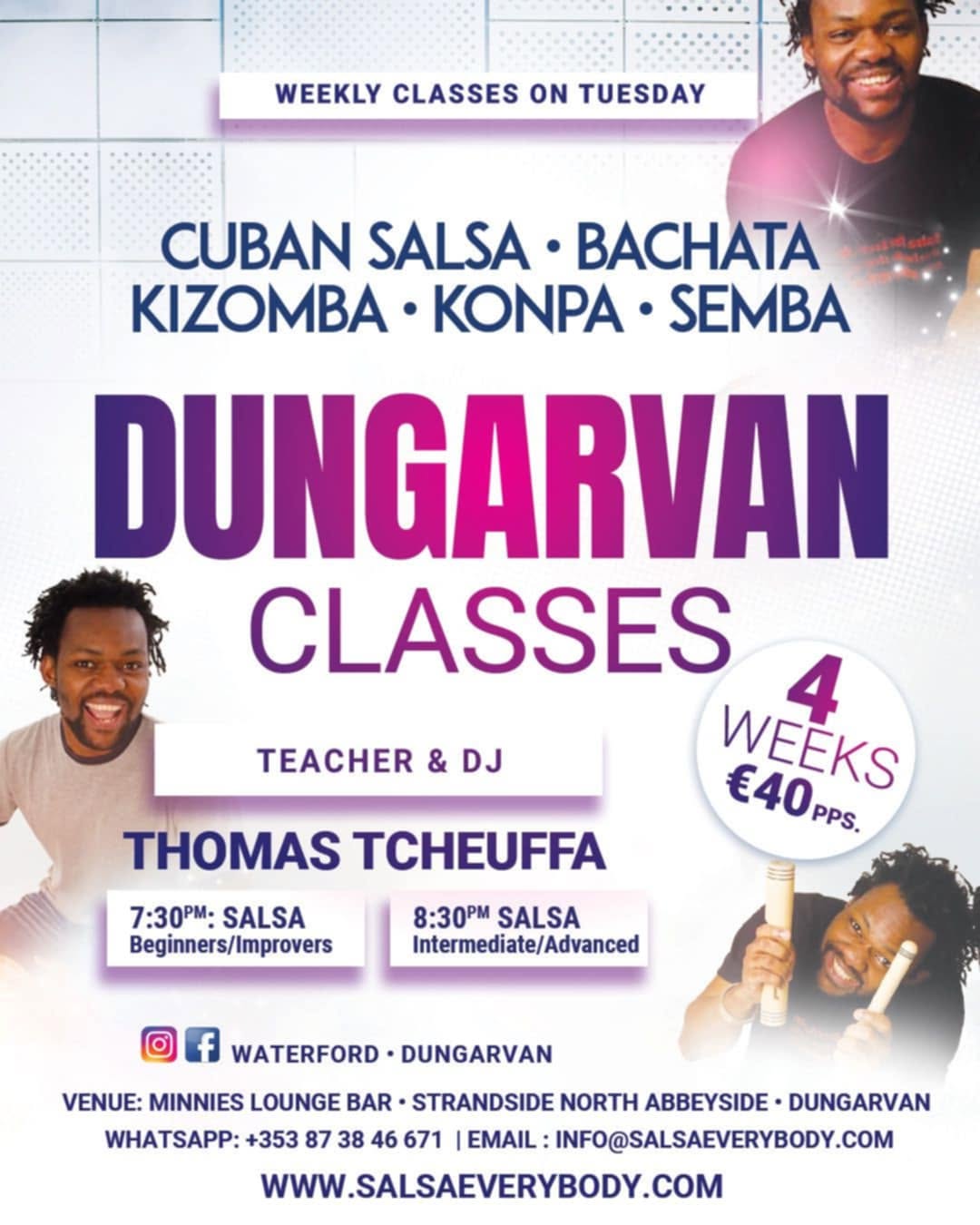DUNGARVAN WEEKLY AFRO & LATIN DANCE CLASSES (SALSA-BACHATA-KIZOMBA))