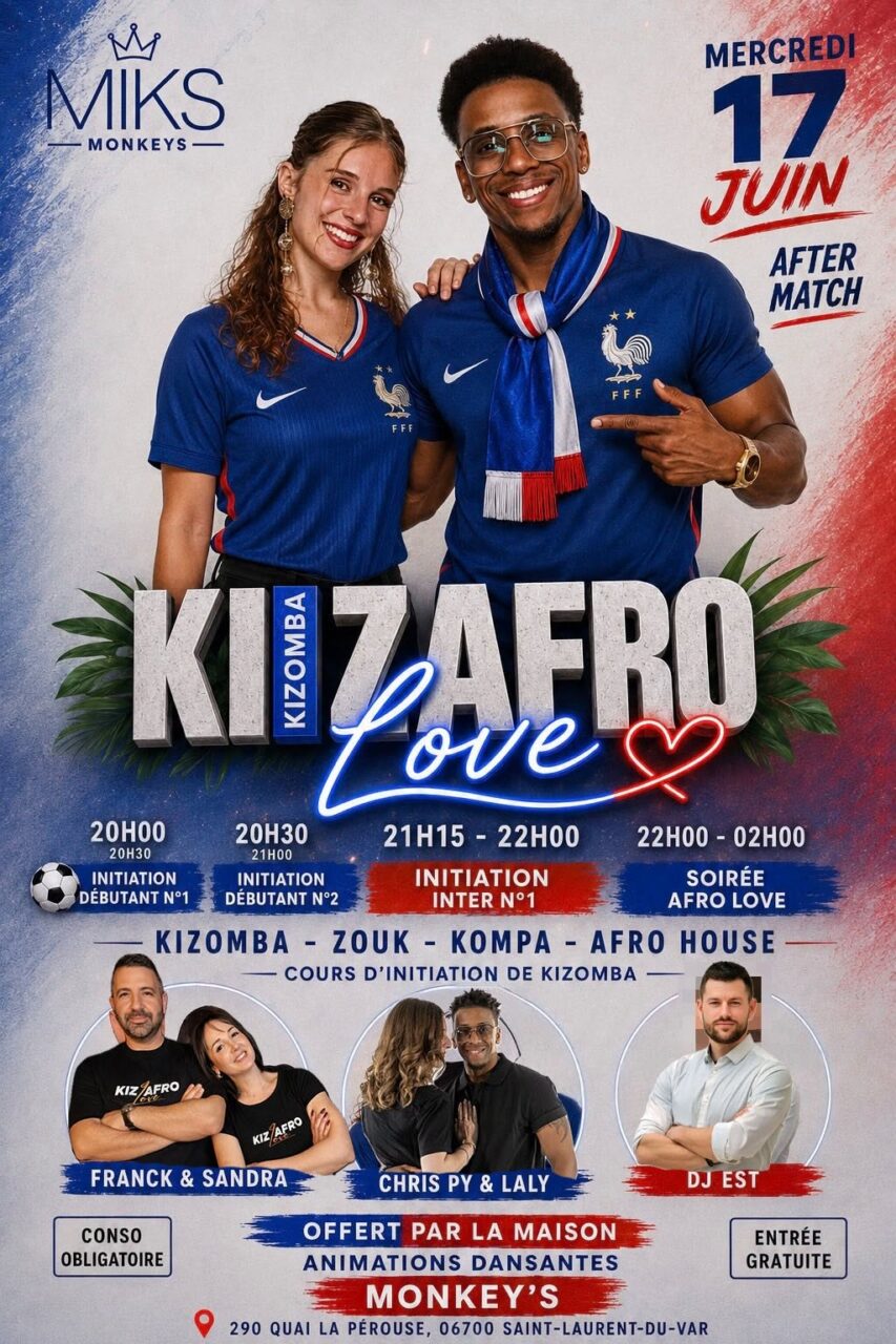 ÉDITION AFTER MATCH – Cours & Soirée Kiz Afro Love (Monkeys)