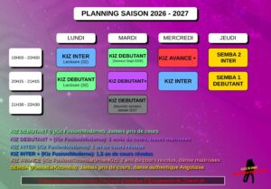 Kizomba-agen Rentrée: 2026-2027 / Planning