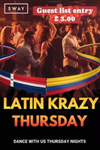 LATIN KRAZY THURSDAYS @ SWAY BAR WITH SALSA AND BACHATA CLASSES PLUS SOCIAL !