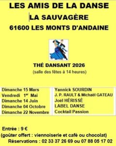 Les Thés Dansants pour l&rsquo;année 2026