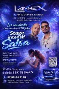 🔷LES VENDREDIS🔷STAGE INTENSIF SALSA avec FRANCK 🔷SOIRÉE SBK🔷