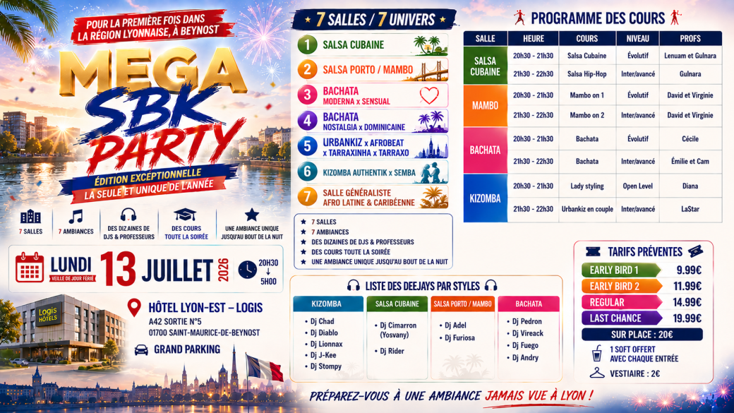 M.E.G.A SBK PARTY – 7 Salles – Hotel Logis Est Beynost