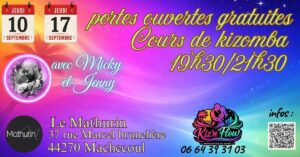 Portes ouvertes gratuites, cours de Kizomba à Machecoul, au Mathurin.
