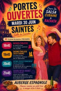 🎉💃🕺 PORTES OUVERTES SALSA CUBAINE & BACHATA ET AUBERGE ESPAGNOLE À SAINTES! 🕺💃🎉