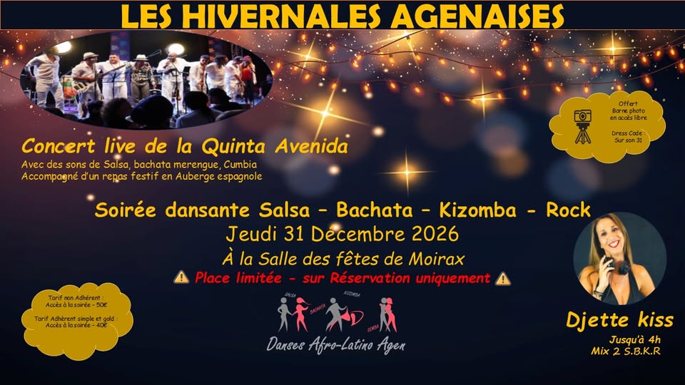 Préinscription : l&rsquo;asso DALA fait le réveillon – soirée Salsa bachata Kizomba Rock
