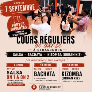 Rentrée cours de danse réguliers Salsa On1&2 Bachata et Kizomba à Strasbourg