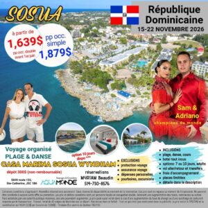 République Dominicaine Novembre 2026, voyage organisé avec Mika et Stephane – Plage et Danse