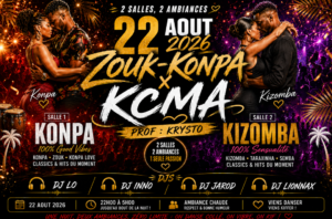 Samedi 22 Août 2026 – Zouk x Konpa x KCMA Party – 2 Salles – Le Park Studio