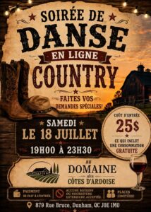 Soirée danse en ligne country.