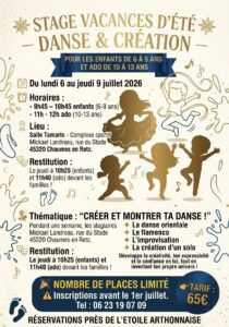 stage d&rsquo;été de danse et création enfants ado à Chaumes-en-Retz