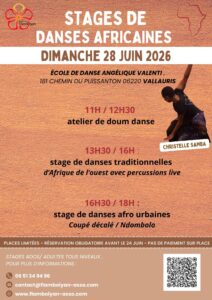 Stages de danses africaines ( traditionnelles & urbaines) 28 juin 2026