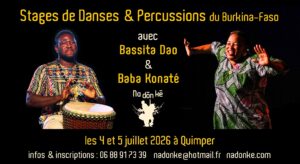 stages de danses et percussions du Burkina-Faso à Quimper