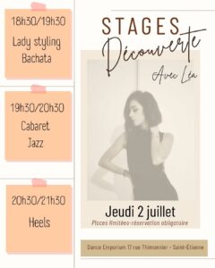 Stages découverte Lady styling bachata , Cabaret Jazz et Heels