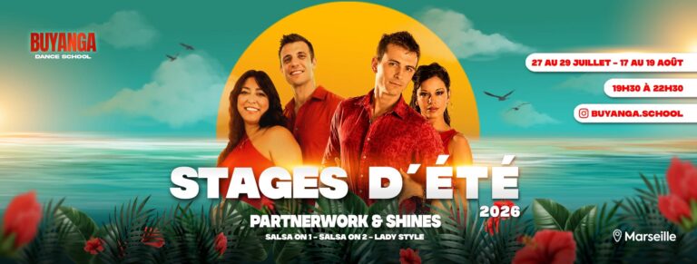 ☀️ Stages d&rsquo;été 2026 Buyanga | Salsa ON 1 / ON 2 / Lady Style