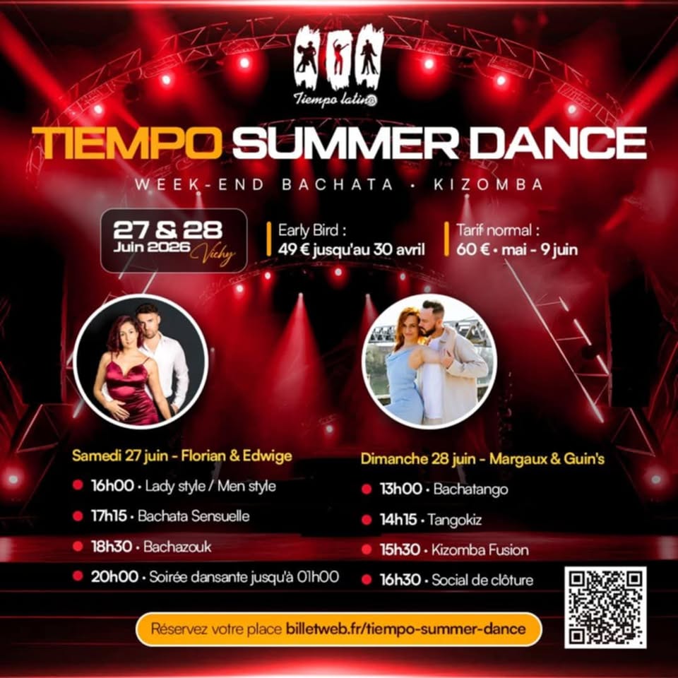 Tiempo Summer Dance 2026 — Week-end Bachata & Kizomba (Vichy)
