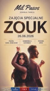 ZAJĘCIA SPECJALNE Z MARCELLO & KASIA ZOUK POZIOM OPEN! PIĄTEK 20:00-21:55! 26.06.26