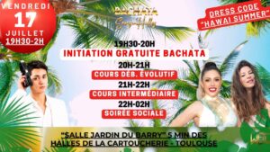 🔥BACHATA TOUS LES VENDREDIS DE L&rsquo;ÉTÉ 🔥INITIATION GRATUITE 19H30🔥A LA CARTOUCHERIE « Salle Barry »