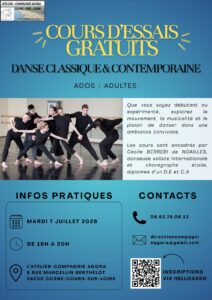 Cours d&rsquo;essai gratuits danse classique et contemporaine pour les ados/adultes
