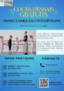 Cours d&rsquo;essais gratuits de danse classique et contemporaine (6-11ans)