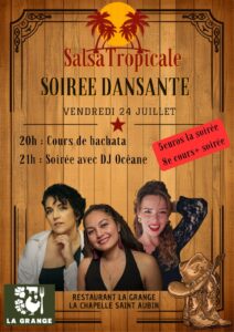 COURS ET SOIREE À LA GRANGE AVEC SALSATROPICALE LE MANS