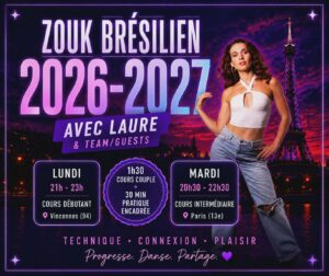 Saison 2026-2027 – Programme intensif Zouk Brésilien avec Laure