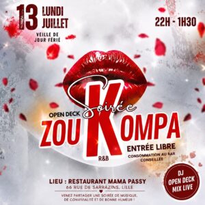 SOIRÉE💃ZOUK💃KOMPA💃GUAD💃RNB💋Veille de jour férié