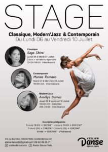 STAGE CLASSIQUE, MODERN&rsquo;JAZZ, CONTEMPORAIN
