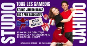 StudioJahidoSalsaCubaine&Zouk/Kompa1erCoursCoursGratuitParis@18RueAbelParis(12ème)