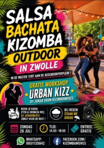 Zwolle Salsa Bachata Kizomba Outdoor Met Dj JunarBeats & Workshop Urban Kizz