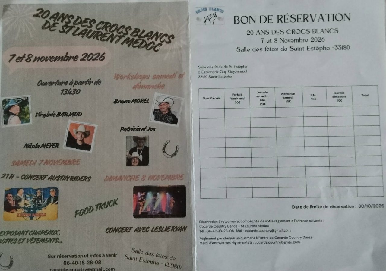 Bal Anniversaire des Crocs Blancs de St Laurent Médoc