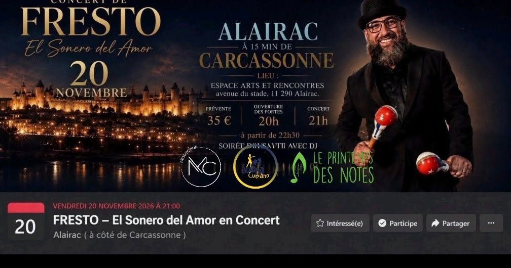 Concert de Fresto le 20 Novembre à Alairac ( à côté de Carcassonne)