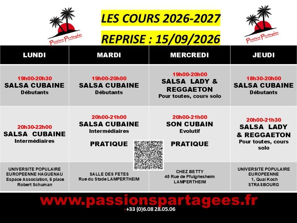 COURS ANNUELS SALSA CUBAINE – SON -LADY STYLE REGGAETON 2026-27