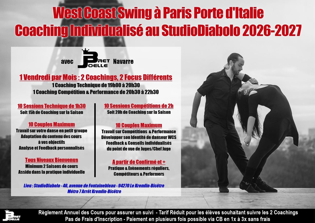 Cours West Coast Swing – Coaching Personnalisé avec Bret & Joëlle Navarre 2026-2027 – Paris