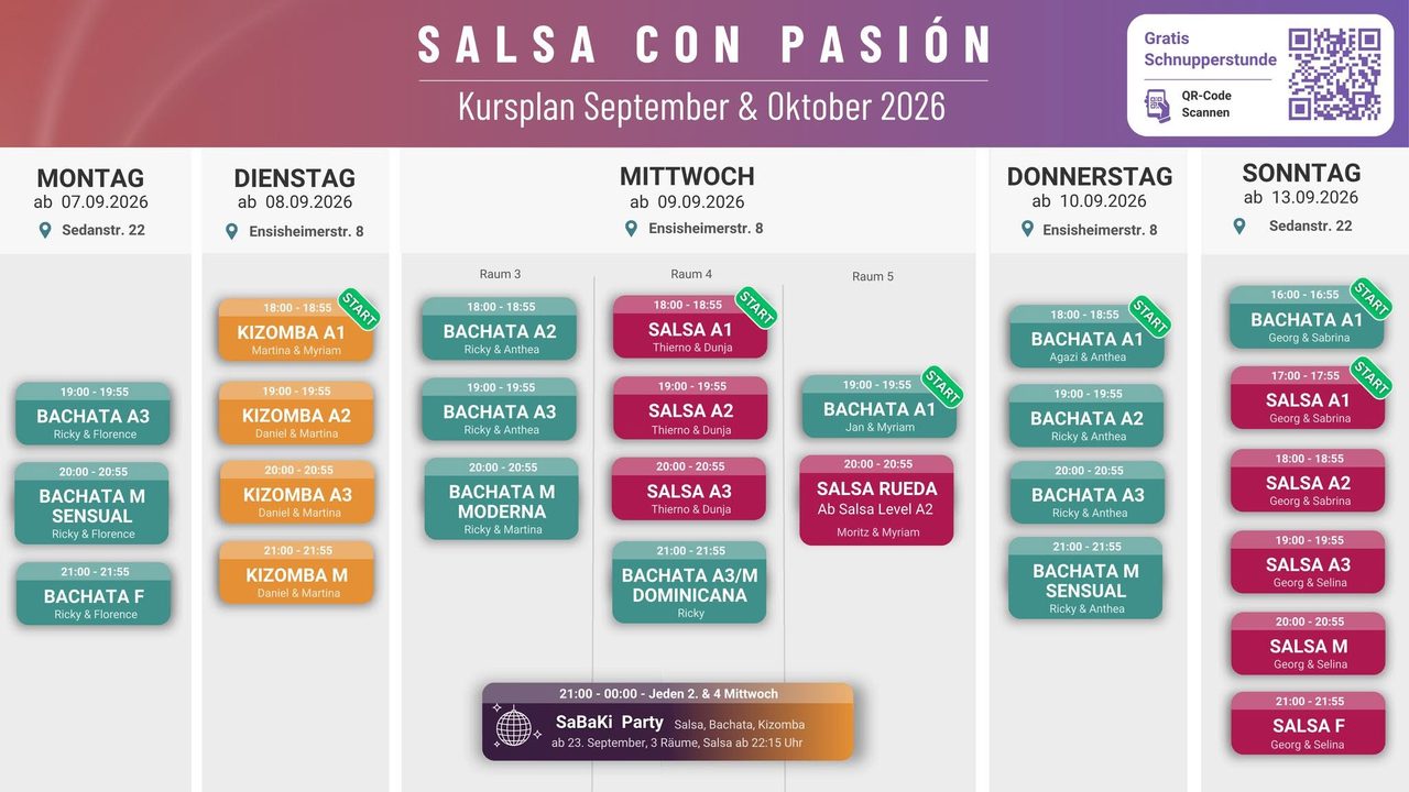 🔥 Neue Tanzkurse ab September in Freiburg – Salsa, Bachata, Kizomba & Rueda!