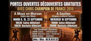 Portes Ouvertes Salsa Bachata à Saulieu et Moux en Morvan