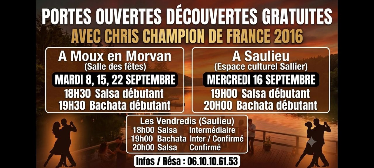 Portes Ouvertes Salsa Bachata à Saulieu et Moux en Morvan