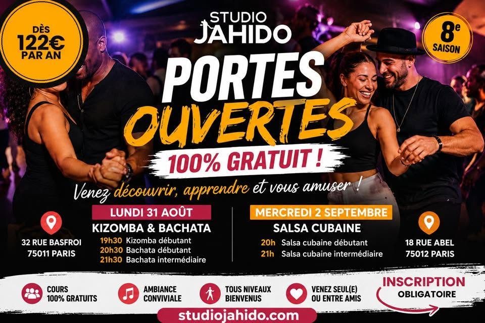 🔥 Portes Ouvertes StudioJahido – KizombaBachata à Paris | 100% Gratuit@32RueBasfroi75011!!!