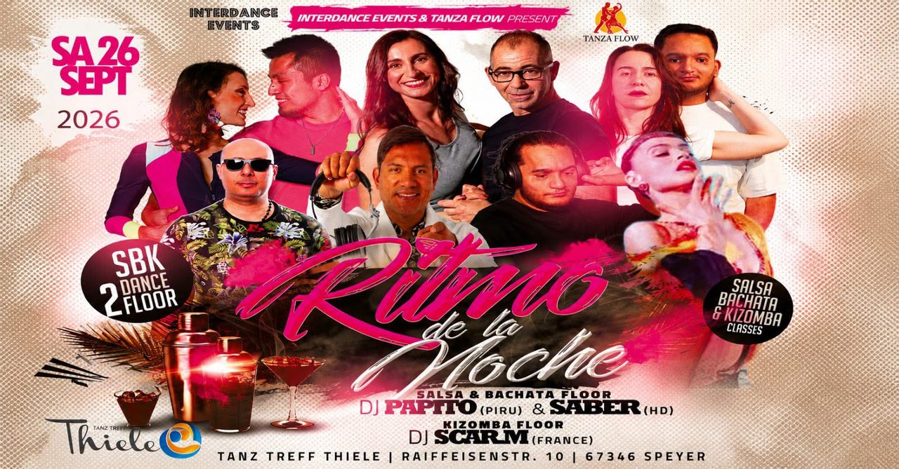 Sa. 26.09.2026 ⭐ RITMO DE LA NOCHE ⭐ SBK -2 FLOORS – 3 DJs – 3 WORKSHOPS & SHOW