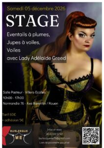 Stage Eventails à plumes et jupes à voiles avec Lady Adelaïde Greed à Villers ecalles – Barentin 76