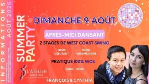 STAGES DE WEST COAST SWING & PRATIQUE 100% WCS – SUMMER PARTY 🌸