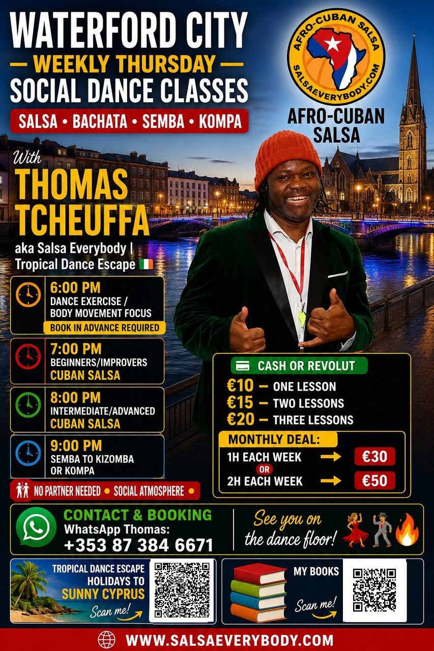 WATERFORD CITY — WEEKLY THURSDAY CUBAN SALSA BACCHATA KIZOMBA KOMPA SOCIAL DANCE CLASSES