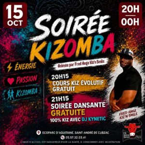 15/10 💃🏼Baila Kizomba Afterwork – Cours & Soirée gratuite 🕺🏿